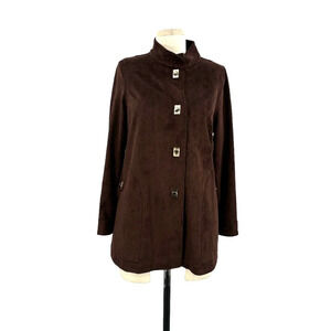 Gretchen Scott Chocolate Brown Faux Suede Gold Lock Jacket‎ Size XS